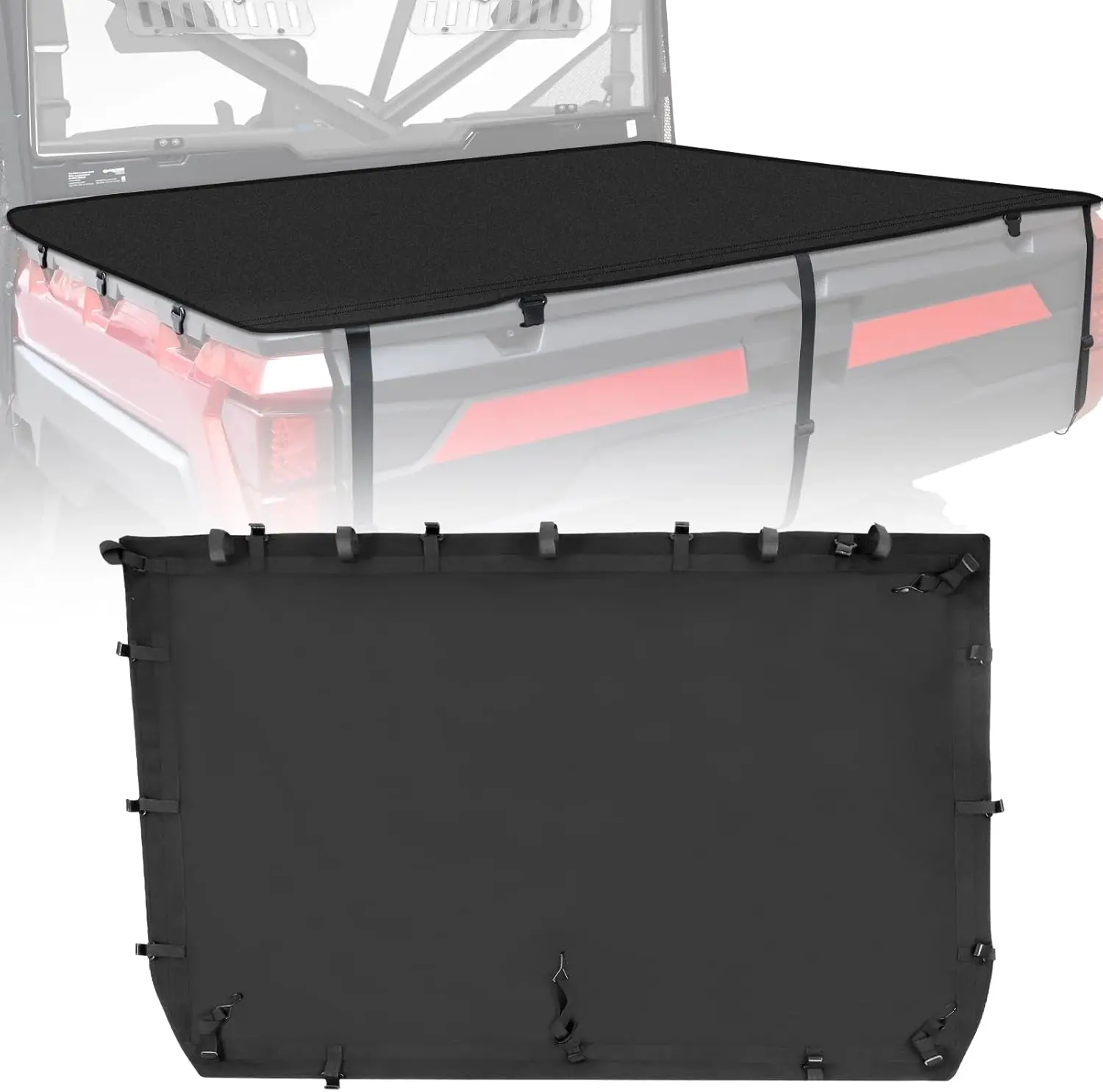 

Black 600D Oxford Fabric Waterproof UTV Tonneau Cover for Polaris Ranger 1000/XP 1000/XP 570 & Crew (2015-2025), Heavy-Duty