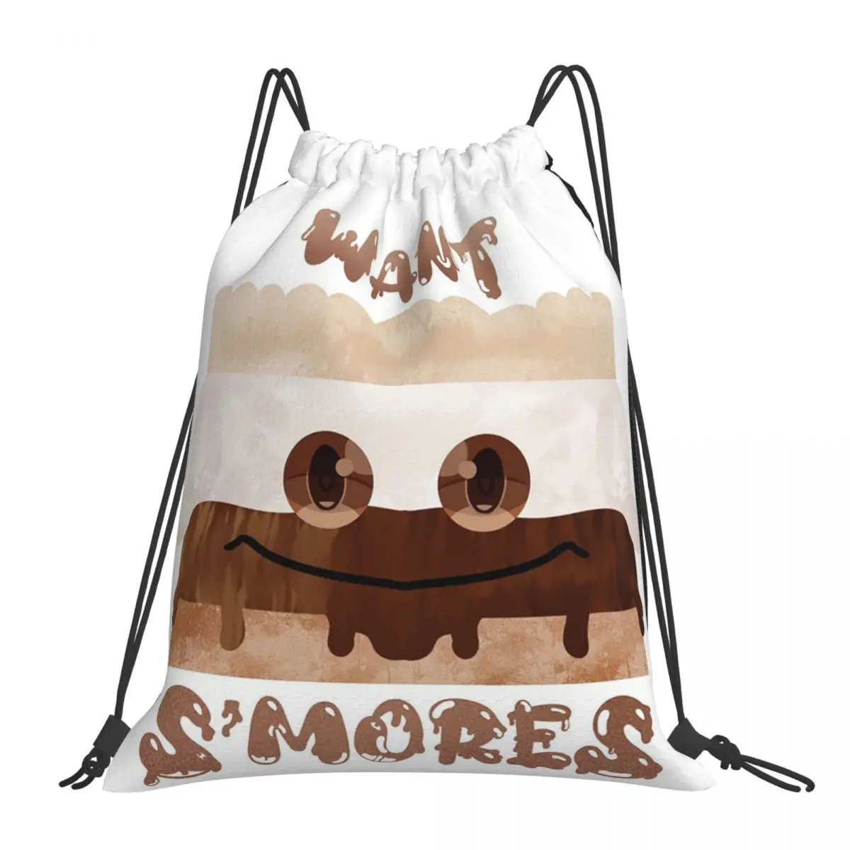 กระเป๋าเป้สะพายหลังลายอะนิเมะ S'mores น่ารักกระเป๋าแบบมีเชือกรูดแบบพกพากระเป๋าเก็บของกระเป๋าหนังสือสำหรับเดินทางนักเรียน