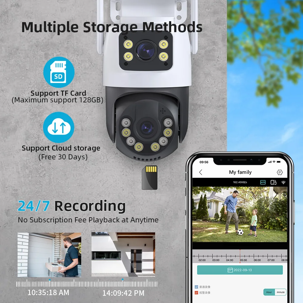 Dual Screen 8MP WIFI Wireless Camera Outdoor Waterproof Security Camera Surveillance Camera AI Mobile Tracking