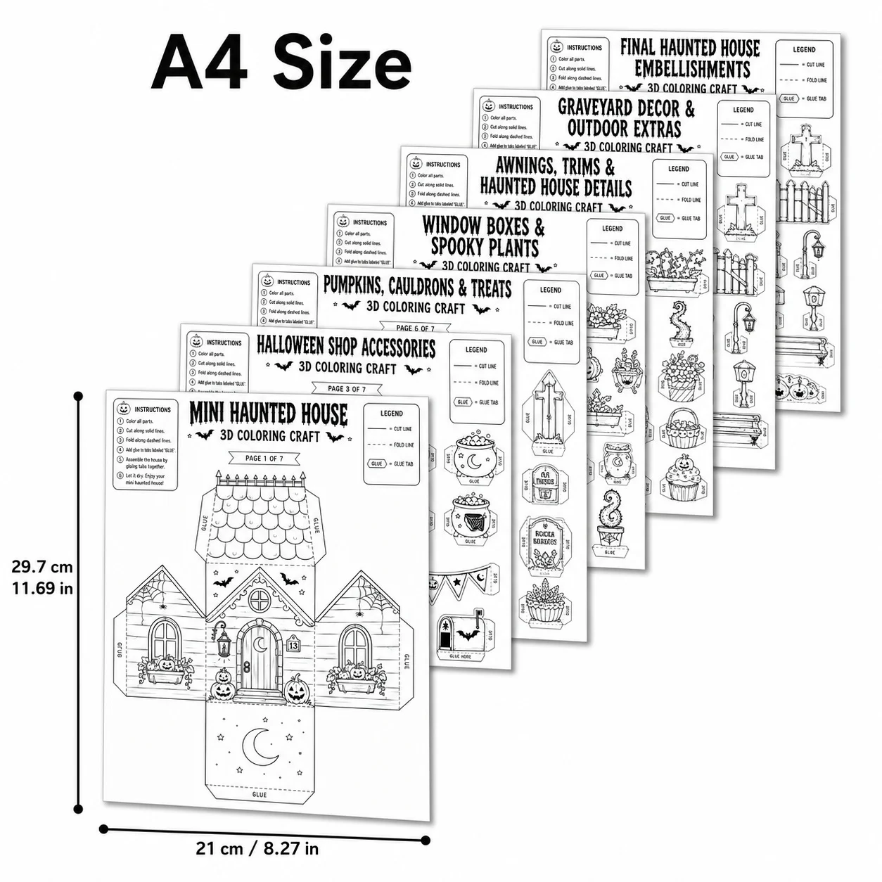 DIY Halloween Paper House Craft Kit, 3D Foldable Origami, Handmade Paper Building Set, Creative Art Ornament Desktop Decor