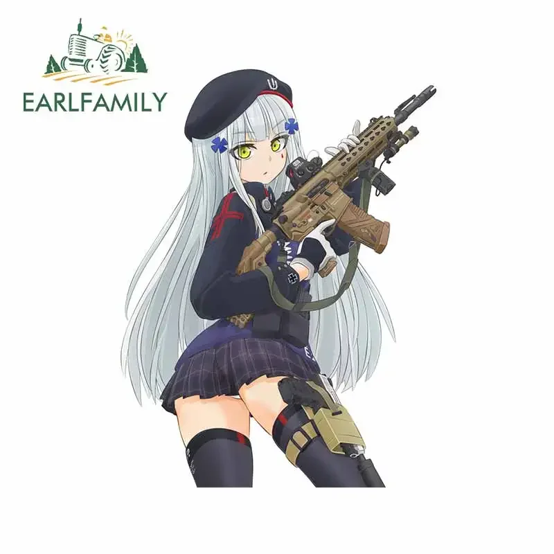 EARLFAMILY 13cm x 10cm For Anime Girl Gun Funny Car Stickers Bumper Decal Waterproof Occlusion Scratch Custom Printing