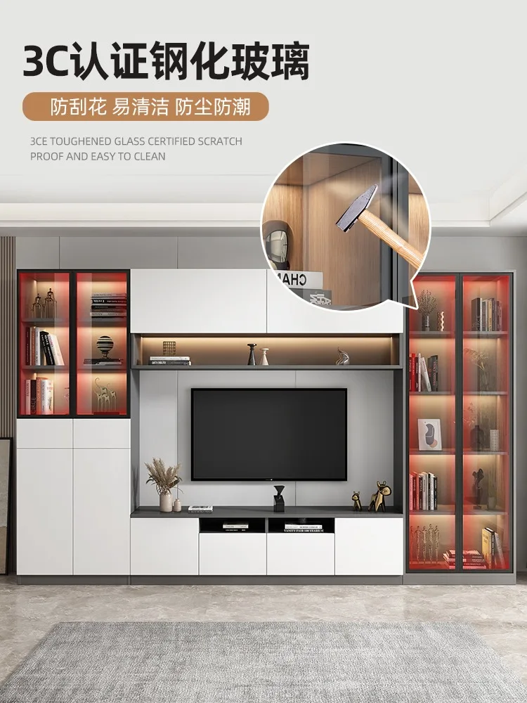 TV cabinet integrated combination background wall cabinet integrated living room storage cabinet