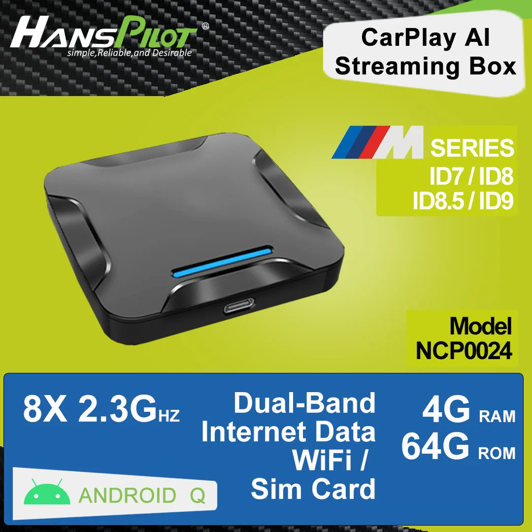 NCP0024 HansPilot CarPlay Ai TV Box per BMW Android 13 Wireless CarPlay Android Auto 4G LTE Streaming Box