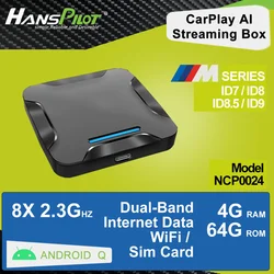 NCP0024 HansPilot CarPlay Ai TV Box dla BMW Android 13. Bezprzewodowy CarPlay Android Auto 4G LTE Streaming Box