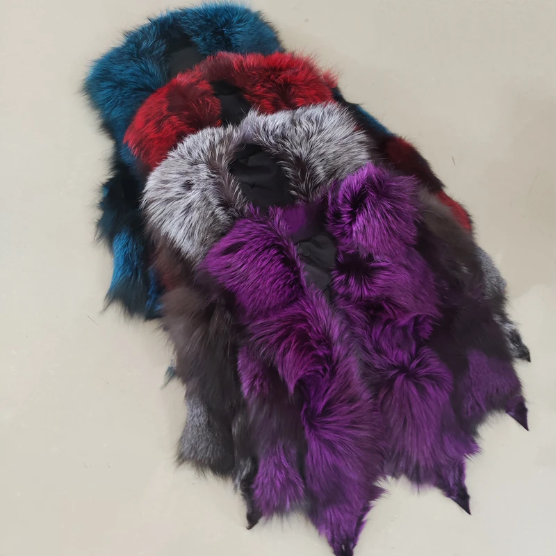 Free Shipping Fluffy Girl Natural Fur Vest Women Real Fox Fur Vest
