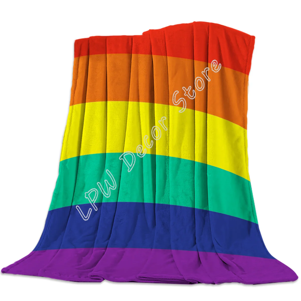 Flannel Blankets Colorful Stripe  Pride Rainbow Blanket Cushion Warm Throws on Sofa Bed Home Bedspread Travel Fleece Blanket