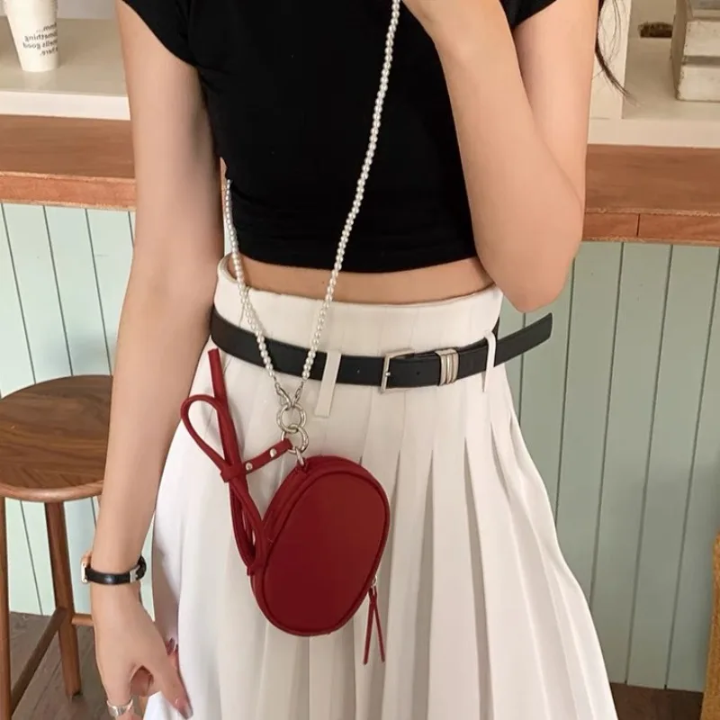 2024 Trend Female Waist Packs Chest Bag Fashion Black Advanced Sense Mini Chain Bag Leisure Versatile Korean Small Crossbody Bag