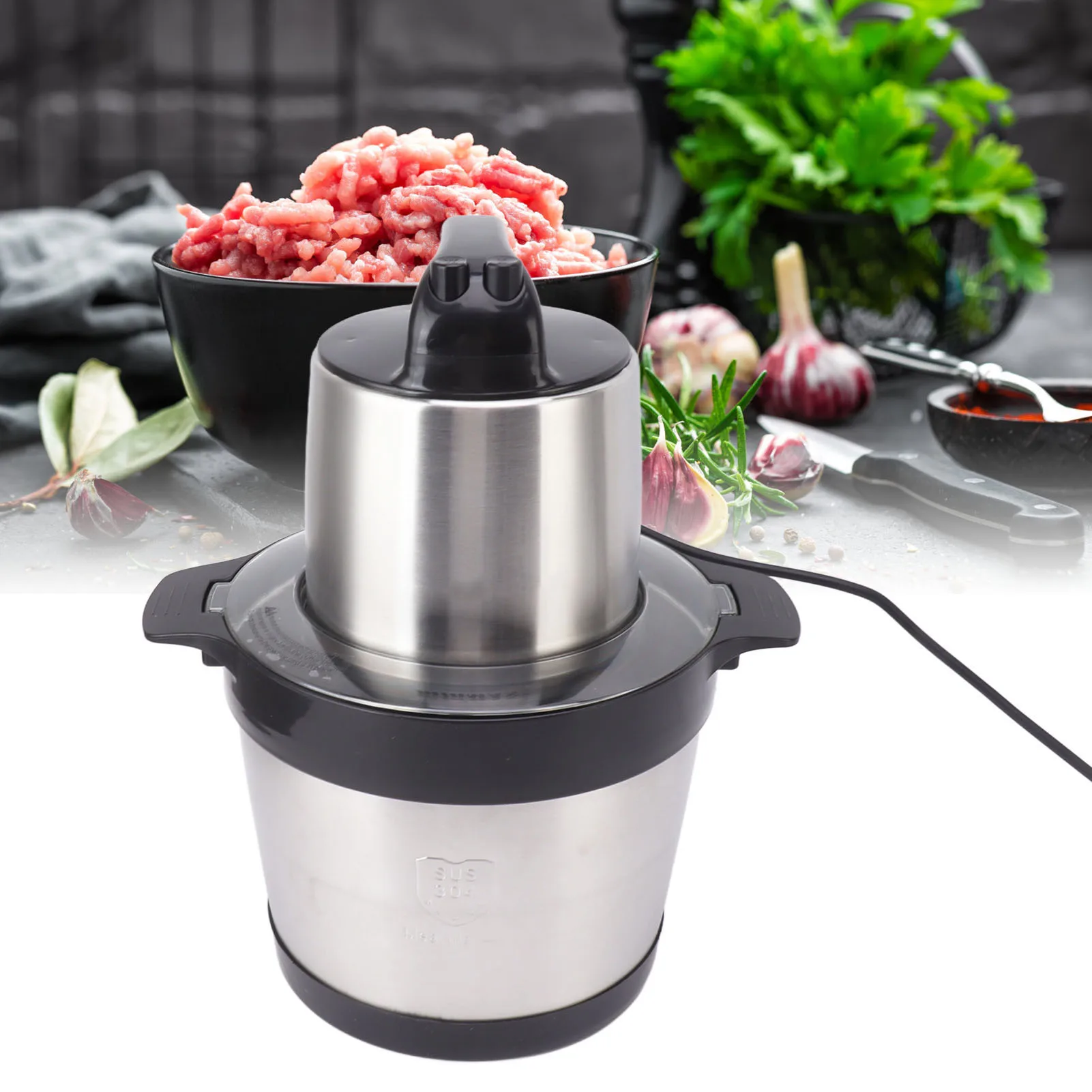 

1000W Meat Chopper Grinder Electric Food Chopper Sharp 220V Detachable 304 Stainless Steel with Non Slip Pads for Restaurant