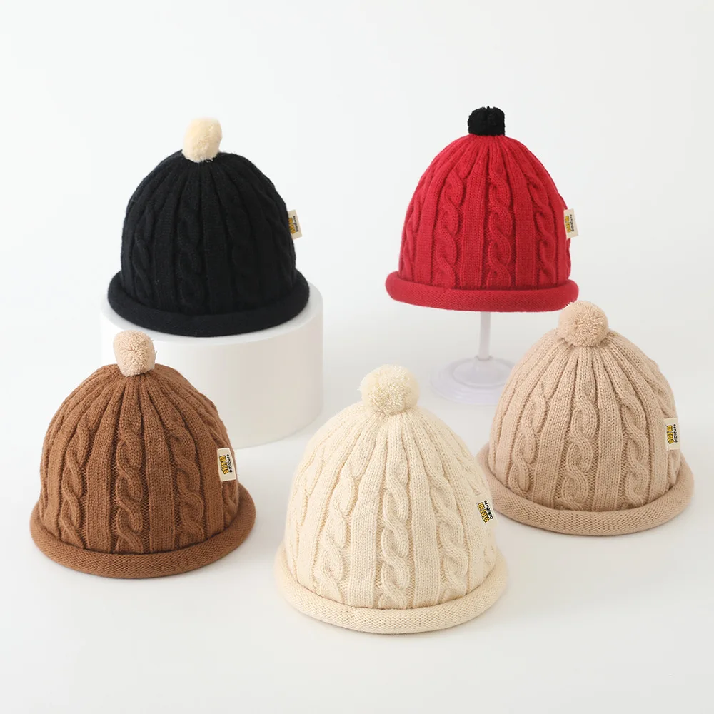 

Теплая вязаная шерстяная шапка для детей Детская вязаная шапка Осень-зима Стиль Хлопковая пряжа Детская шапка Детская теплая шапка Детская шапка