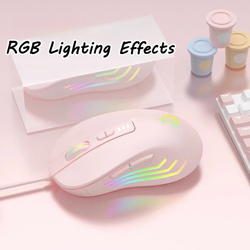 

Wire Gaming Mouse RGB Lighting Effects Cool Mouse Four-Level DPI Adjustable Ergonomic Mouse for Mac Laptop Computer PC Gamer