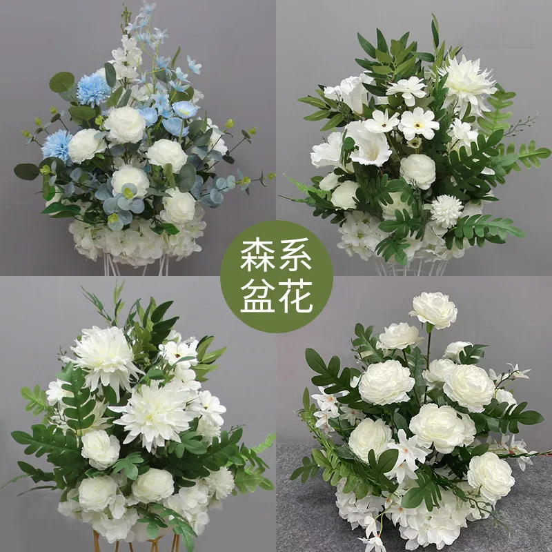 

New High-end Potted Flower Road Wedding Road Stage T-table Arrangement, Welcome Area Decoration Simulation Flower Arrangement