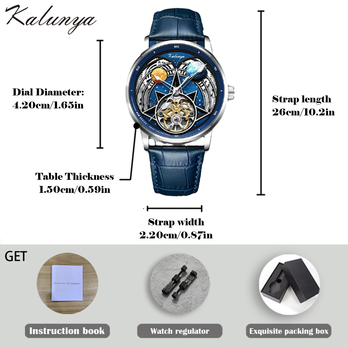 KALUNYA Planet Series Mechanical Watch Hollow Automatic Men\'s Mechanical Watch Waterproof Steel Belt Watch