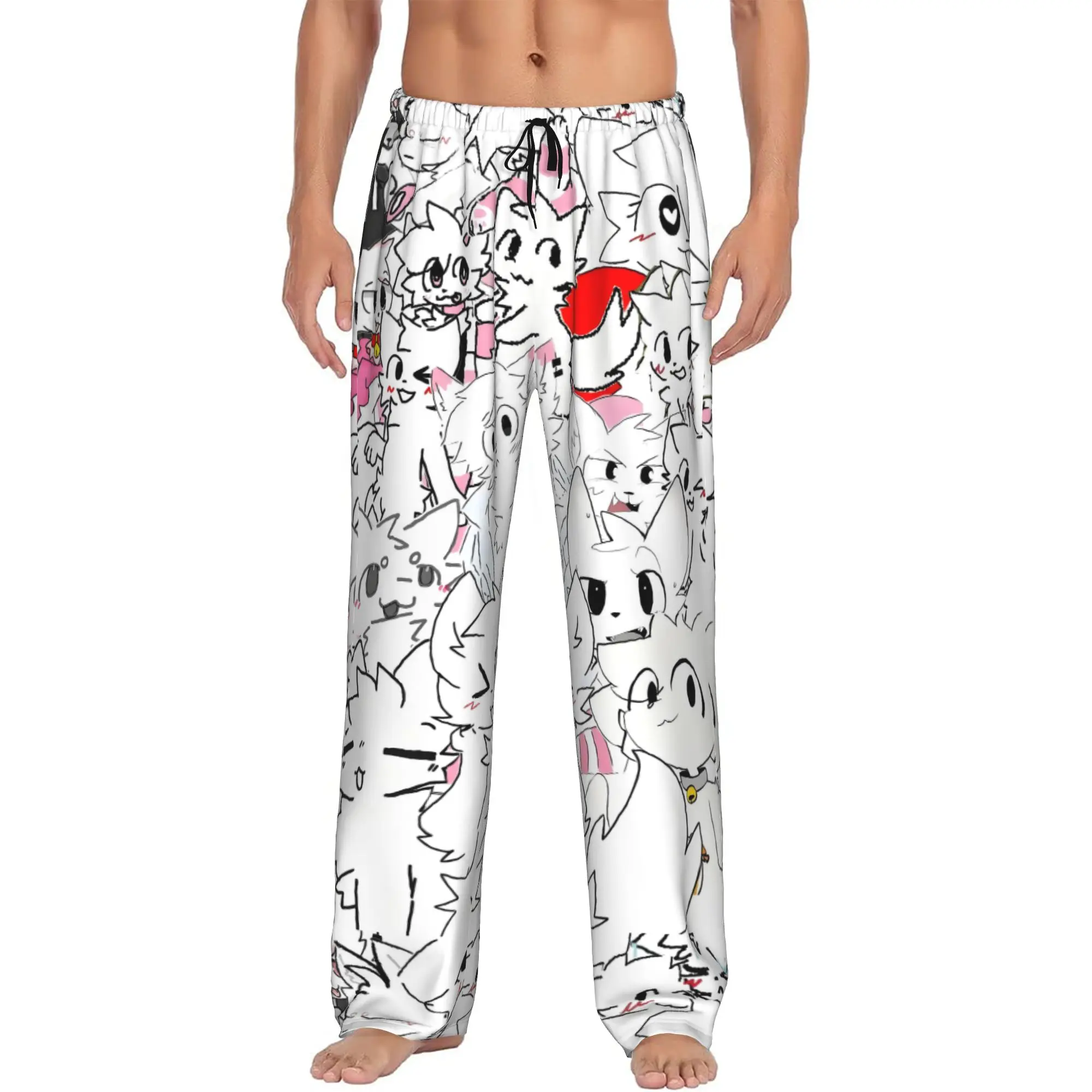 

Custom Boykisser Silly Cat Pajama Pants Men's Cute Cartoon Sleepwear Lounge Sleep Bottoms Stretch with Pockets