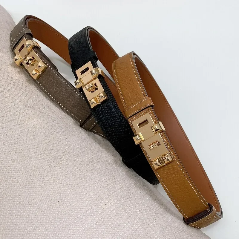 Leather fish seed cowhide adjustable belt Cross cowhide women\'s dress waist 2.5CM latched telescopic belt waist accessories