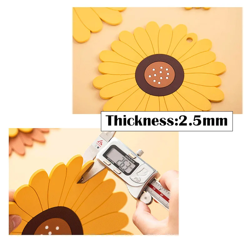 Sunflower Non-Slip Insulation Mats Coaster Tableware Cup Thicken Pads Heat-insulated Bowl Placemat Home Desktop Decoration