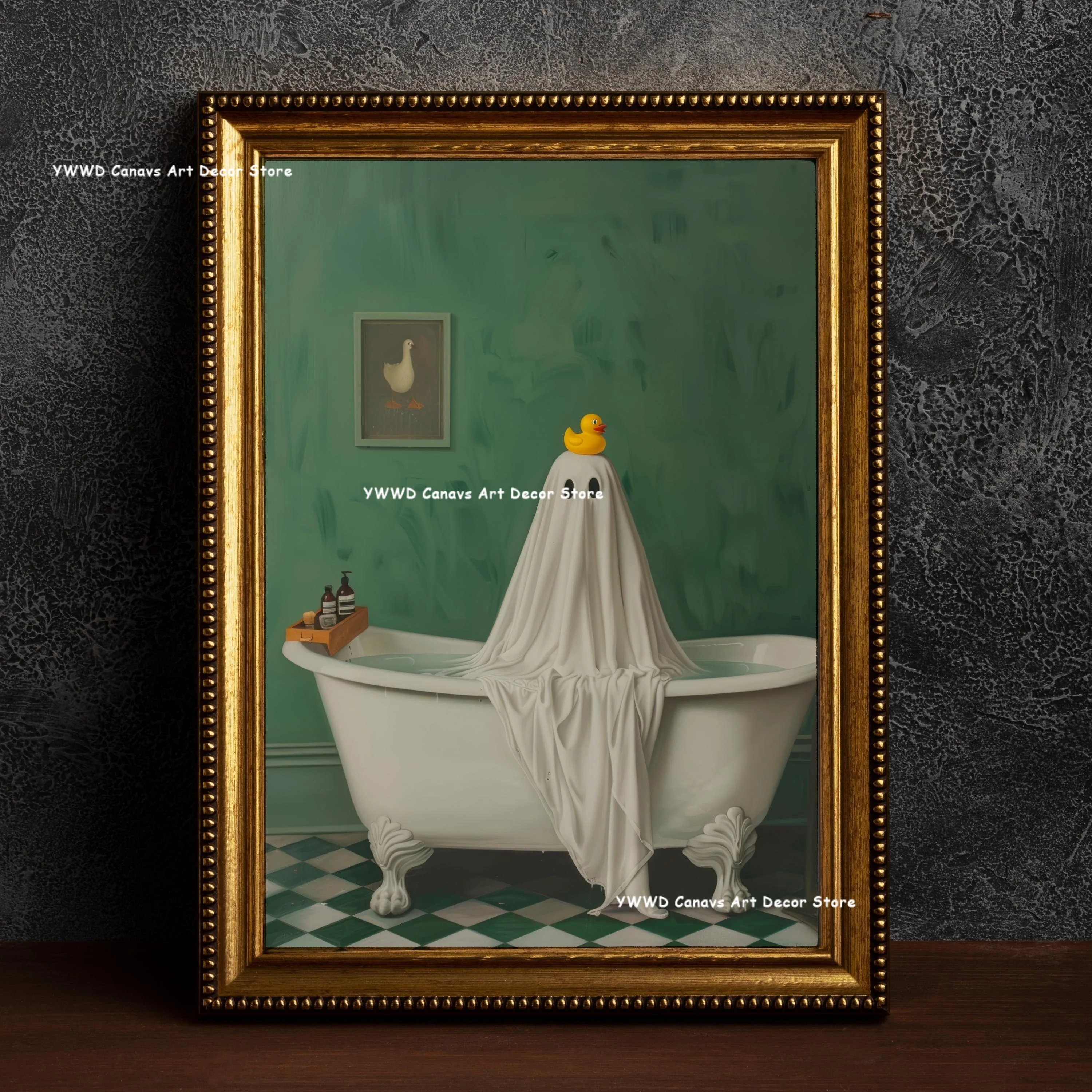 Ghost in An Abandoned Arcade Canvas Poster Autumn Hallowe Gothic Ghost Laundry Read Witch Wall Art Poster for Modern Home Decor