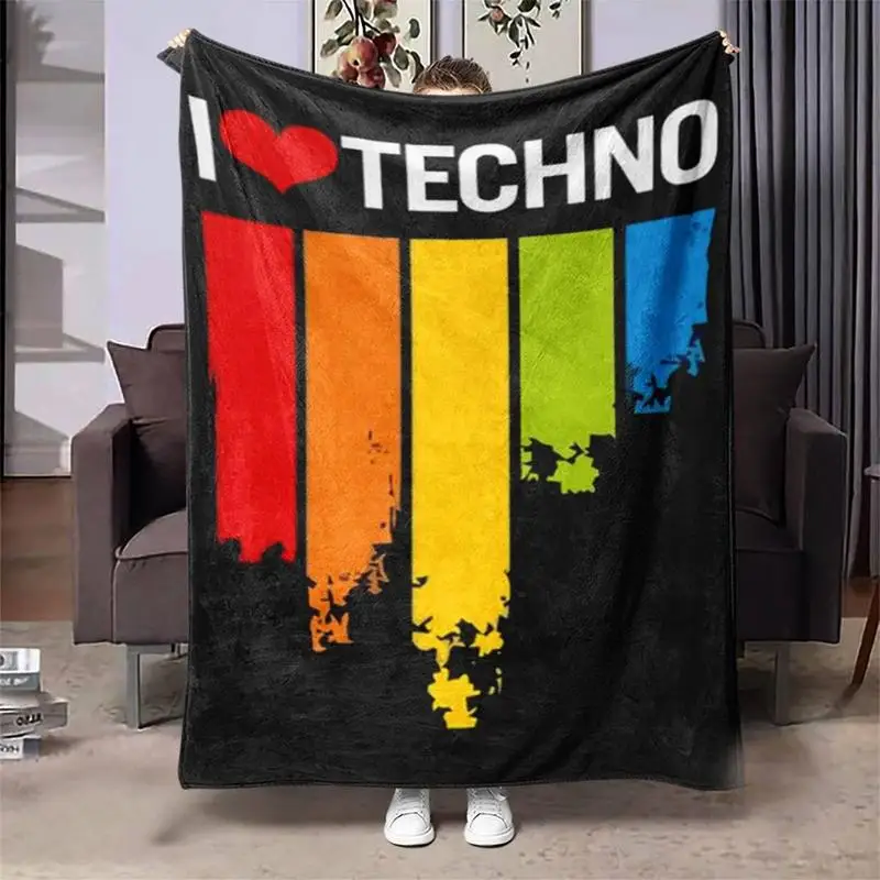 Vertical color block pattern Flannel printed blanket suitable for all seasons suitable for living room office sofa and travel