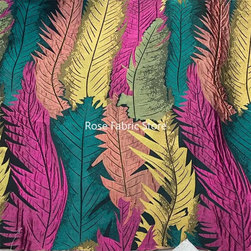 1 meter Oil Painting Large Leaves Relief Jacquard Fabric Retro Dress Skirt Bag Decorative Sewing Fabric