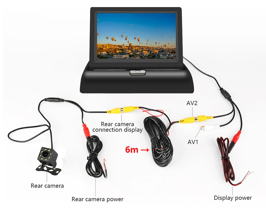 Acceo Rückfahrkamera für Autos mit 5-Zoll-Klapp-LCD-HD-Monitor, Nachtsicht-LED-Rückfahrkamera, einfache Installation, Parksystem – Detail 5