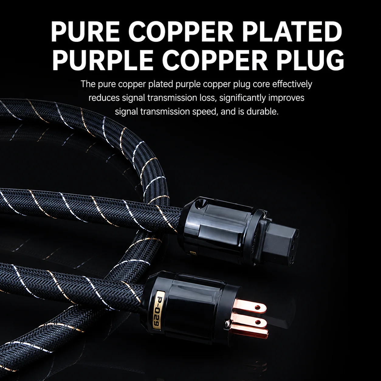 HHDZI HIFI AC Power Cord, High-Quality American Standard Rhodium-Plated Power Plug, High-Purity OCC with TV Amplifier