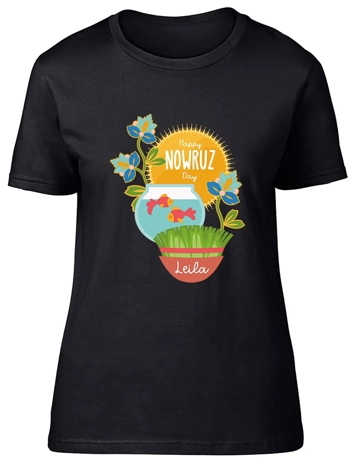 Personalised Happy Nowruz Day New Year Persian Womens T-Shirt Ladies Gift Tee