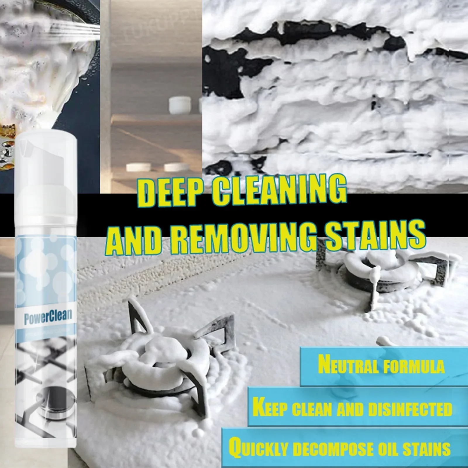 Oil Stain Remover Spray Magic Degreaser Cleaner Range Hood Foam Cleaner Kitchen Grease Foam Detergent Heavy Oil Cleaning Agent