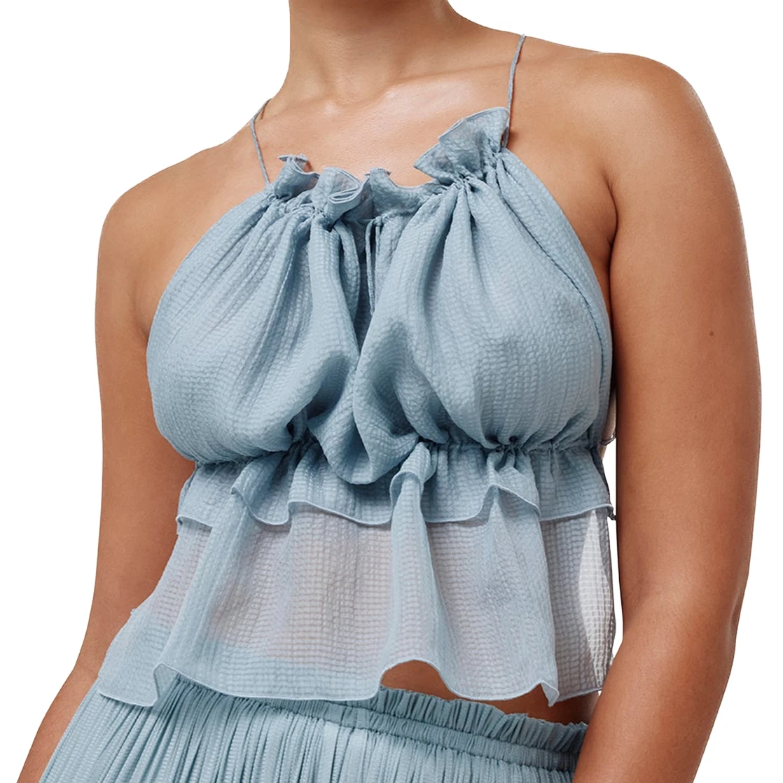 Women Summer Camisole Casual Print/Soild Patchwork Tie up Backless Ruffles Spaghetti Straps Tank Tops Sleeveless T-Shirt