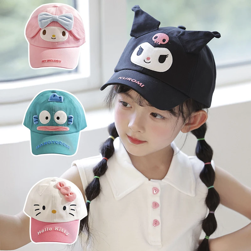 Gorra de béisbol de Anime Sanrio Hello Kitty para niños, gorro de béisbol Kawaii Kuromi Cinnamoroll, ajustable, verano, deporte, viaje, sombrilla, regalos