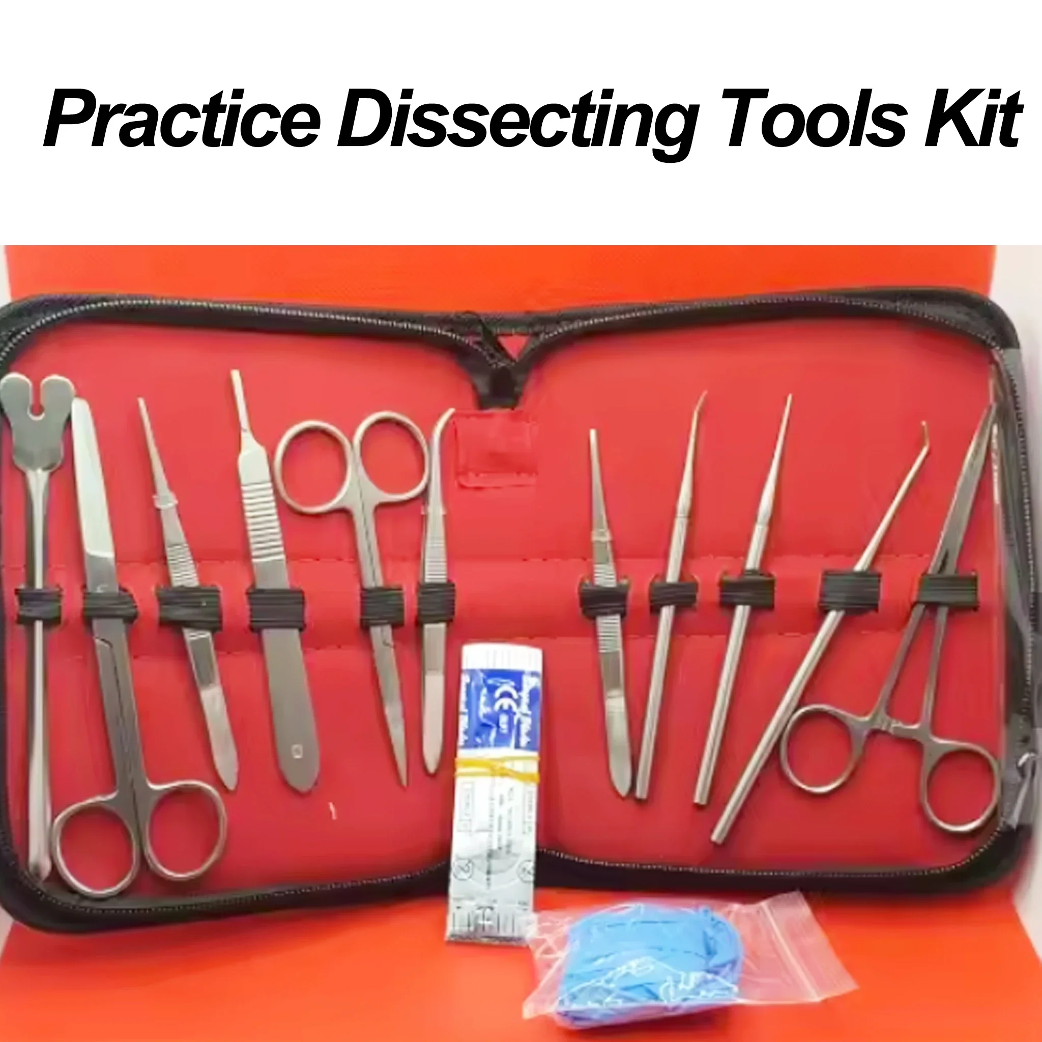Medical Silicone Suture Kit Students Practice Suture Practice Model Stainless Steel Probe Scissors Tweezers Experimental Tool