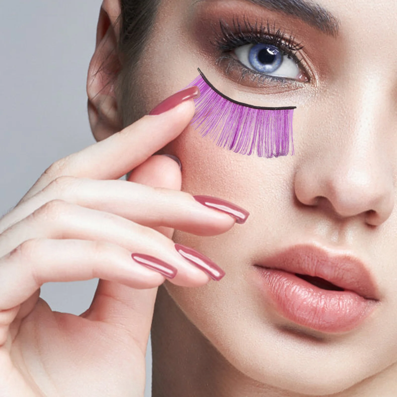 

3Pairs Fake Eyelashes Fiber Curly Lightweight Purple Halloween Performance Carnival Decoration Halloween Eyelashes