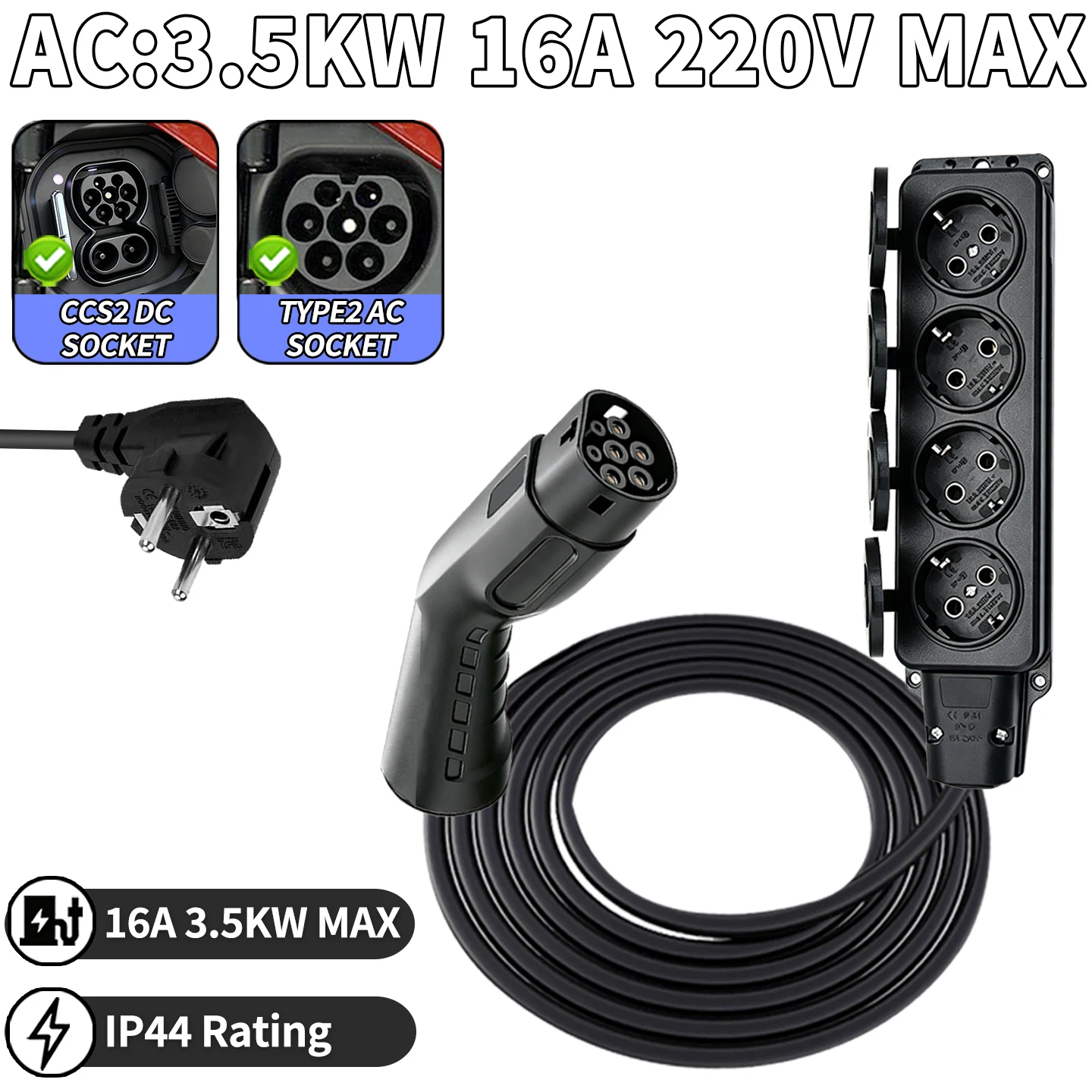 Type 2 V2L Discharger Cable 3M 3.5KW 16A EU UK US IL Socket V2L for Electric Car Side jaecoo BYD Omoda MG4 Xpeng Hyundai