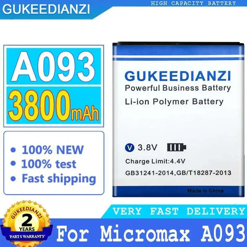 

3800Mah Mobile Phone Battery Reliable Replacement For Micromax A093