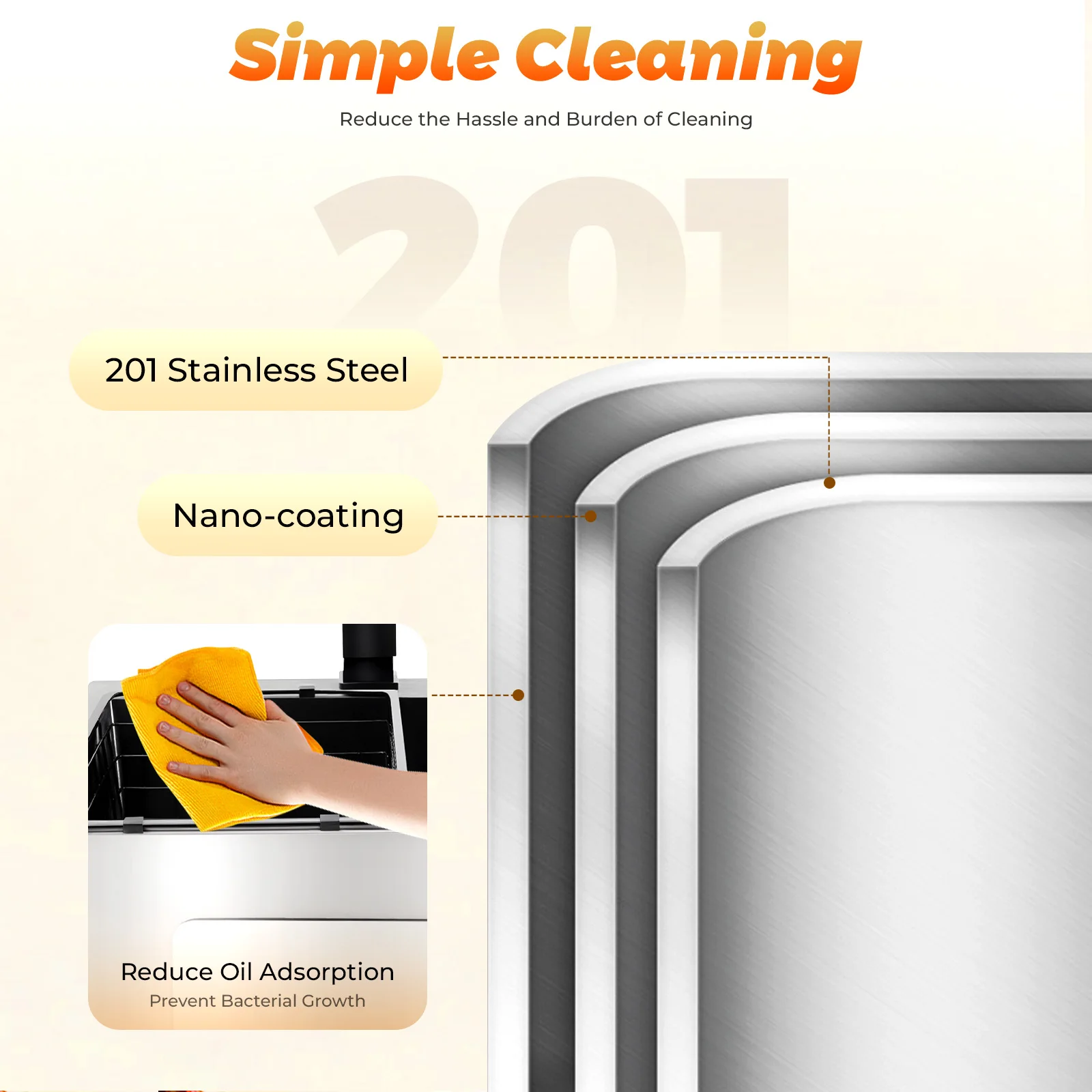 حوض مطبخ أسود من الفولاذ المقاوم للصدأ مقاس 45 × 40 × 20 سم مع موزع صابون للمطابخ والحمامات وغرف الغسيل