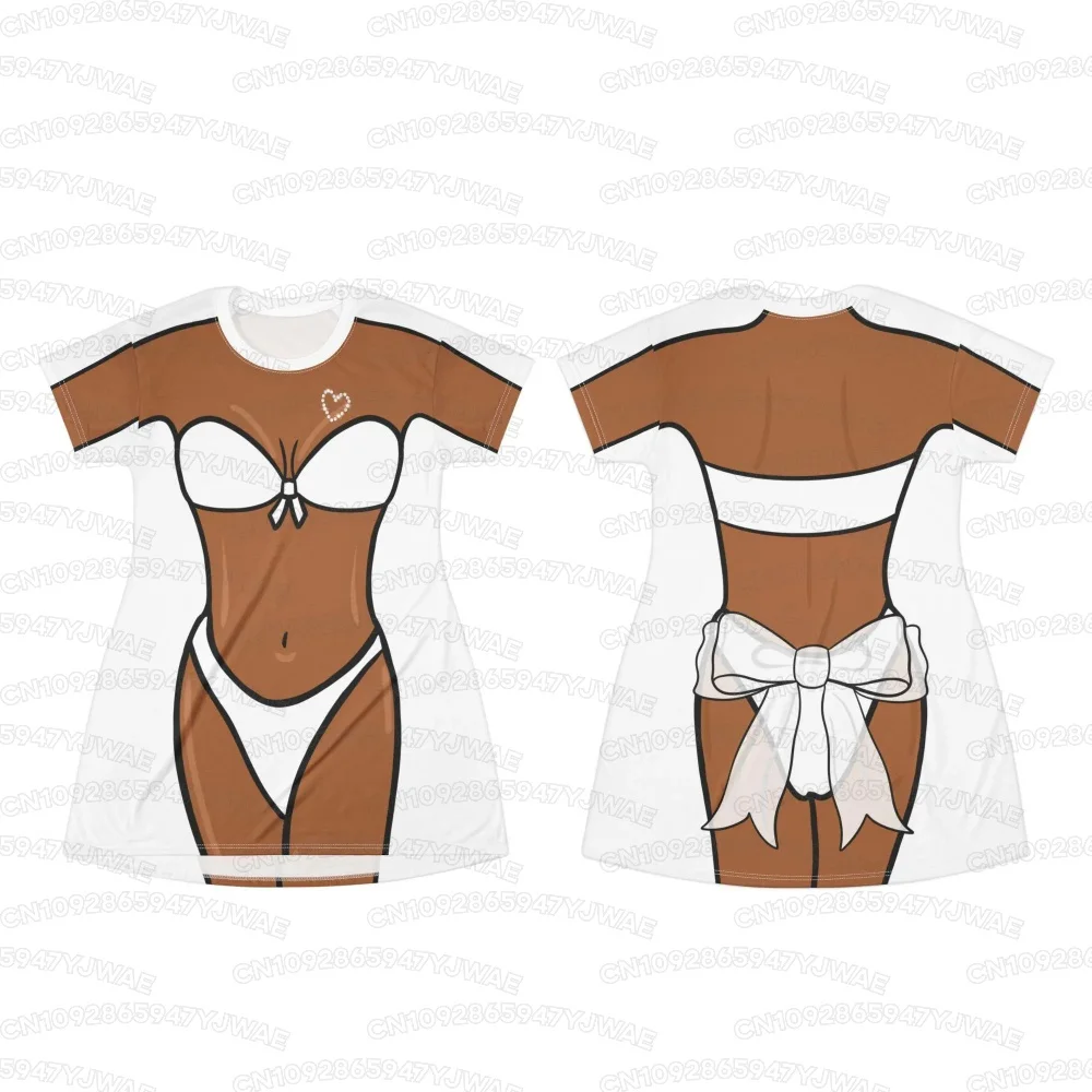 2026 Sommer Damen-Schlafkleid Lustiges 3D-Leopardenmuster Bikini-Schlafshirt Strand-Überwurf Urlaub Kurzarm-Kleid Strandgeschenk – Detail 3