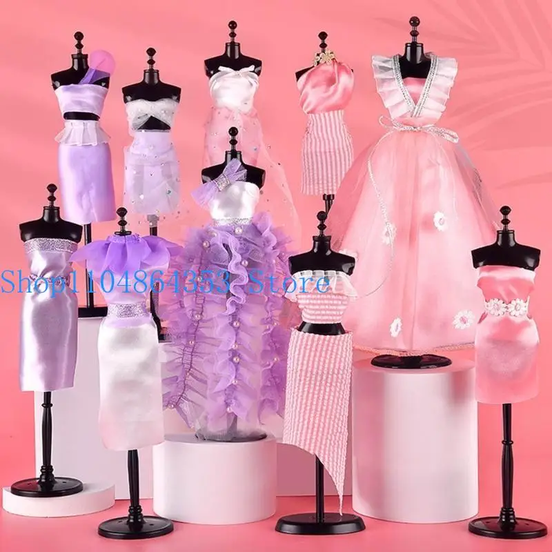 

652F Plastic Doll Dress Stand Perfect Dolls Display Stand Display Holder Doll Dress Rack for Doll Dresses and Wedding Gowns
