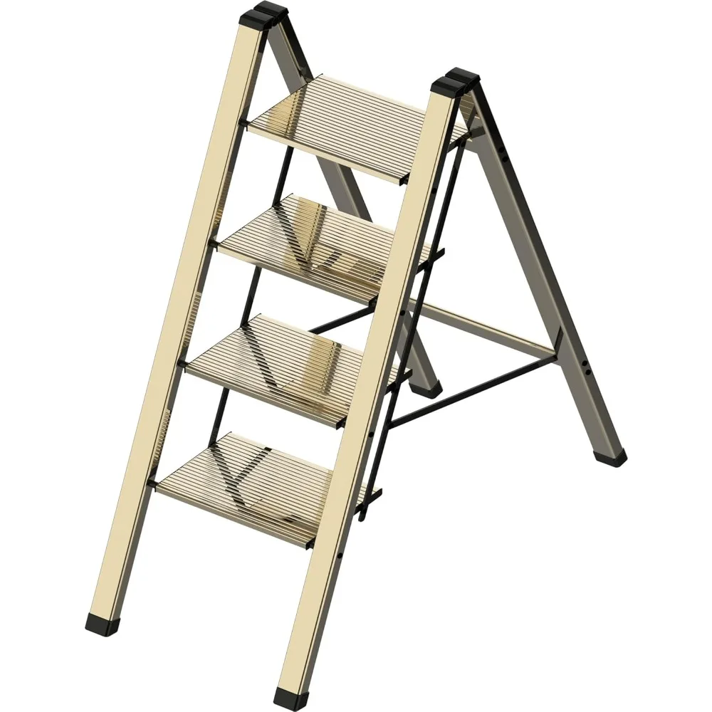 

4 Step Ladder, Portable Step Folding, Lightweight Step Ladder with Anti-Slip Pedal, Aluminum Indoor Ladder and Closet, Kitchen -