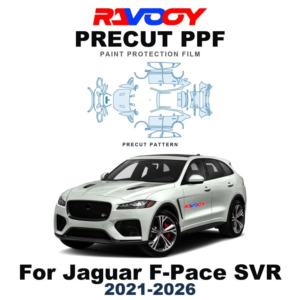 Precut PPF For Jaguar F-Pace SVR 2021-2026 8.5mil TPU Paint Protection Film Hood Bonnet Bumper Headlight Self-Healing Clear Kit