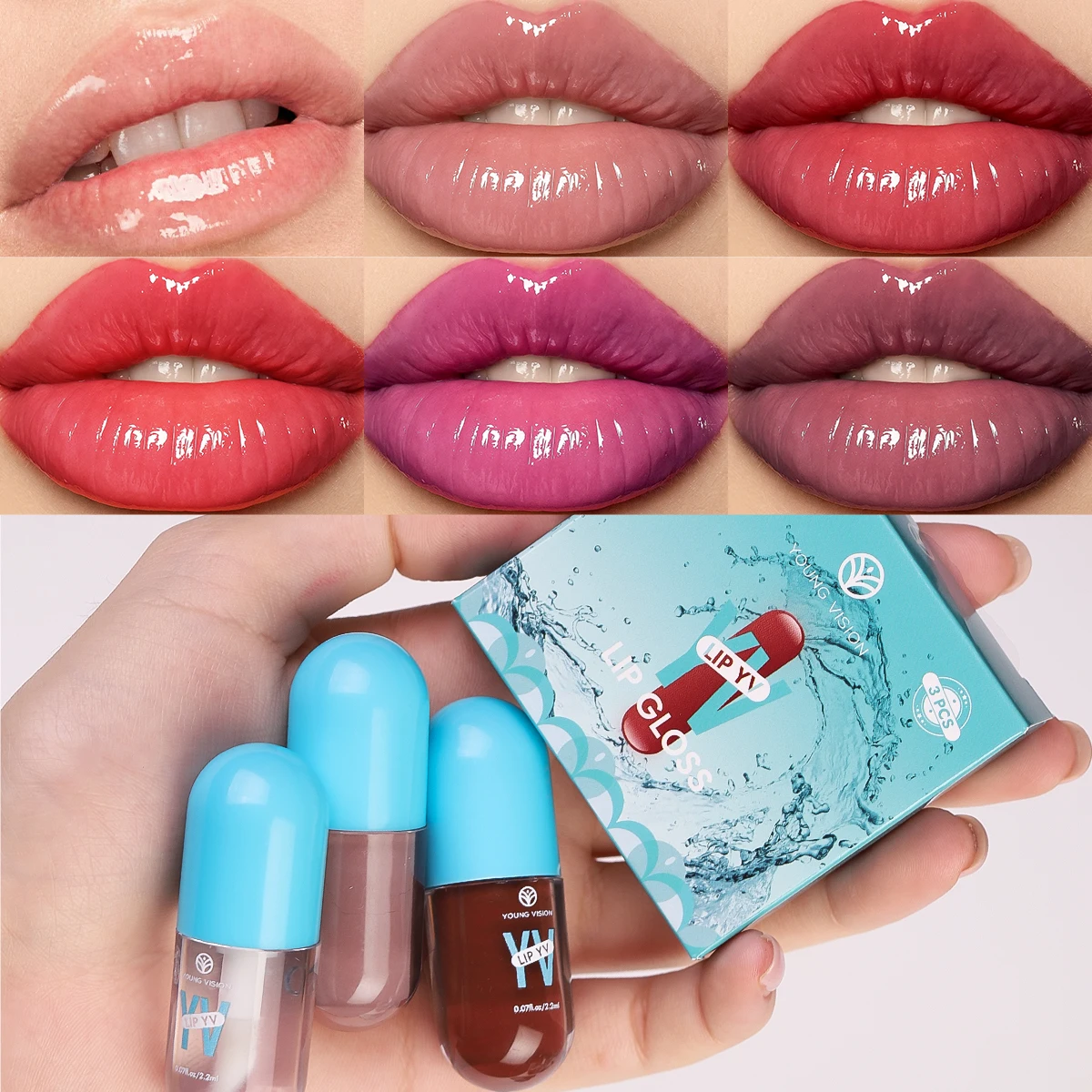 YOUNG VISION 3 colors avocado moisturizing lip glaze small set of long-lasting white lightweight non-sticky lip gloss set