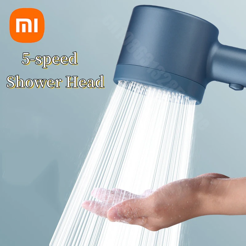 Xiaomi 5 Speed Showerhead Powerful Pressurized Water Conservation Showerhead Bathroom Handheld Hollow Out Filter Showerhead New