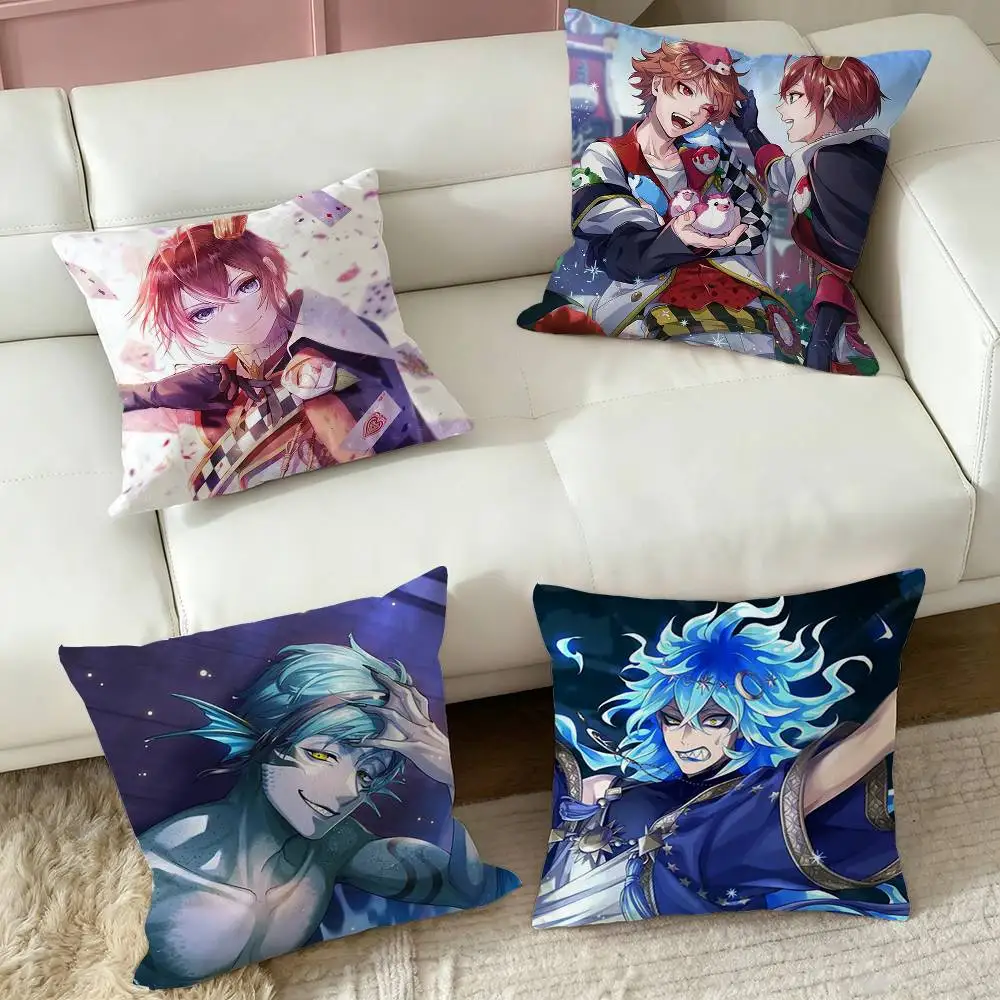 Twisted Wonderland Anime Game Character  Pillow Case Square Double-Sided Sofa Cushion Cover Bedroom Bedside Pillow