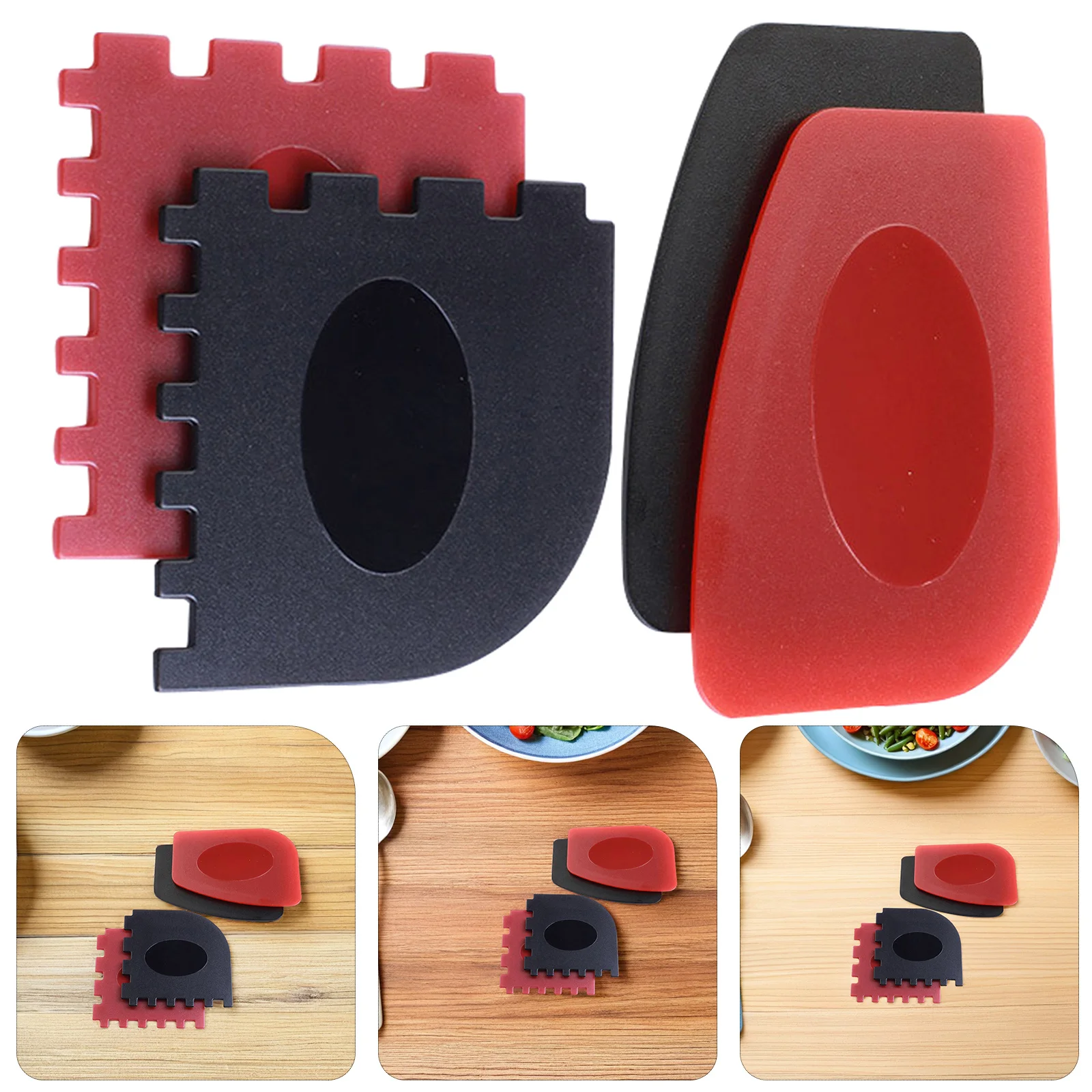 4 قطعة مقلاة شواء مكشطة مميزة مادة الكمبيوتر تصميم مريح غير قابل للانزلاق لتنظيف الشواء أدوات المطبخ مقلاة حديدية منظف شواء