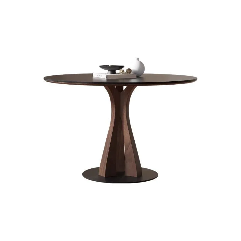 

Retro solid wood table walnut black slate casual design dining table