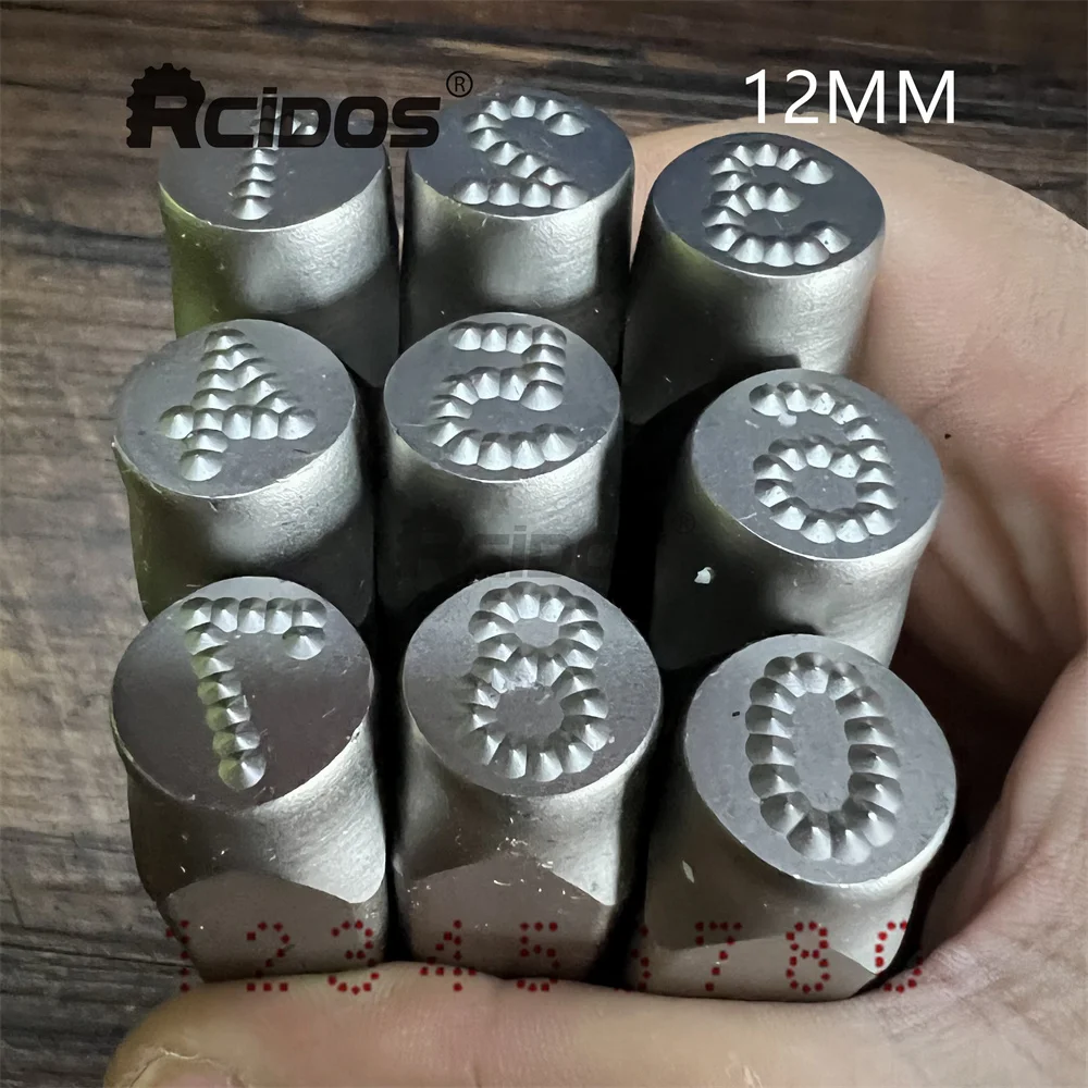 RCIDOS 12MM Numbers Dotted/lattice Motorbike,car chassis number stamp Steel word punch stamp/matrix stamp 0-8