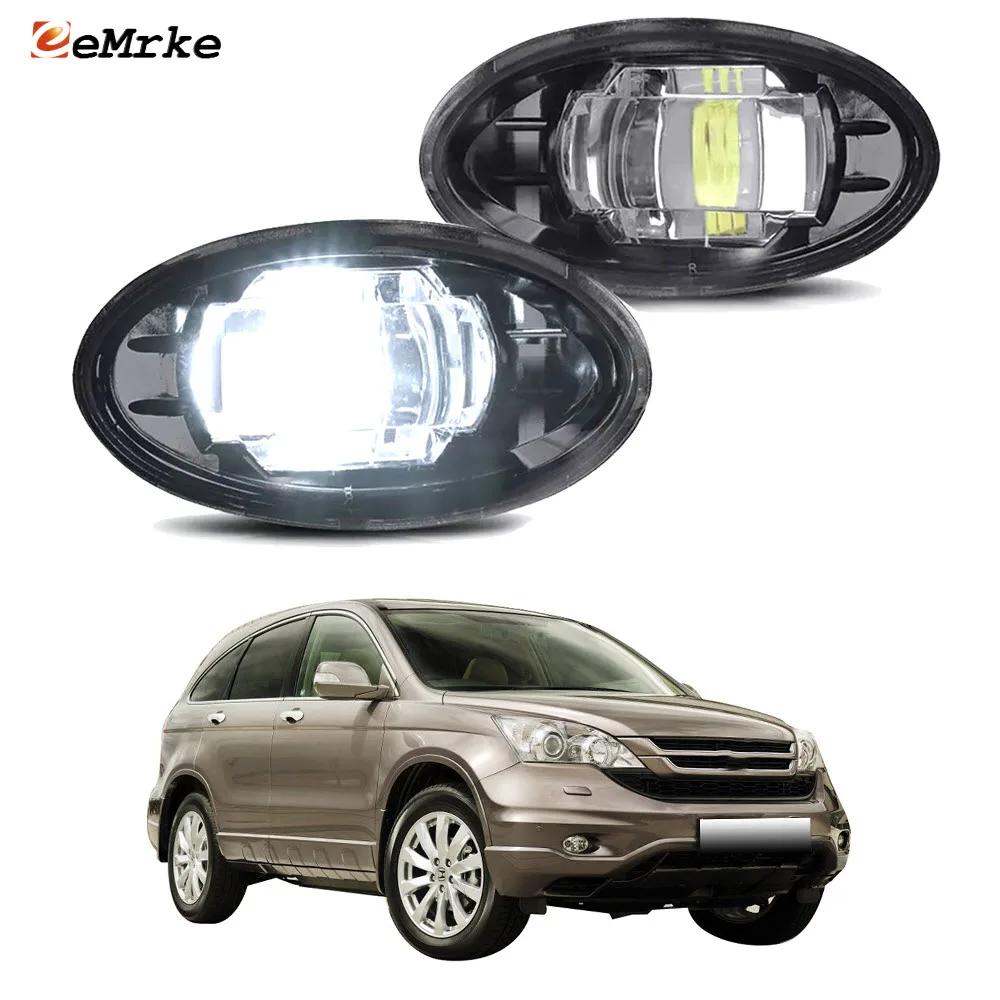 2X Upgrade LED Fog Lights Assembly for Honda CR-V RE MK3 Facelift 2010 2011 Car PTF Lamp with Clear Lens Daytime Running Light