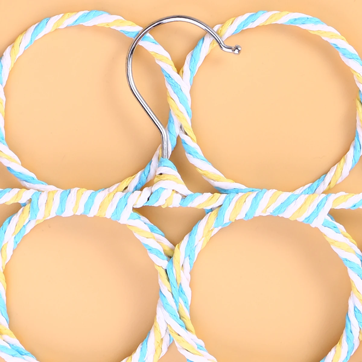 

12-Ring Foldable Paper Rattan Scarf Hanger Eco-Friendly Holder Rack Organizer for Towels Ties Paper Rattan Scarf Hanger