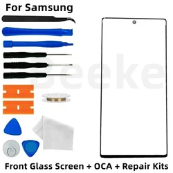 Front Glass Screen + OCA For Samsung Galaxy S23 S22 S21 FE S20 S10 Plus Note 9 10 20 Ultra Outer LCD Display Touch Lens + Tools