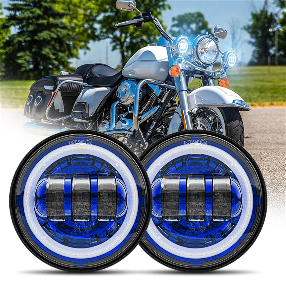 For Motorcycles Harley 30W LED Fog Passing Auxiliary Light For Yamaha Classic FLHR Road King Dyna 4.5Inch LED Fog Lamp