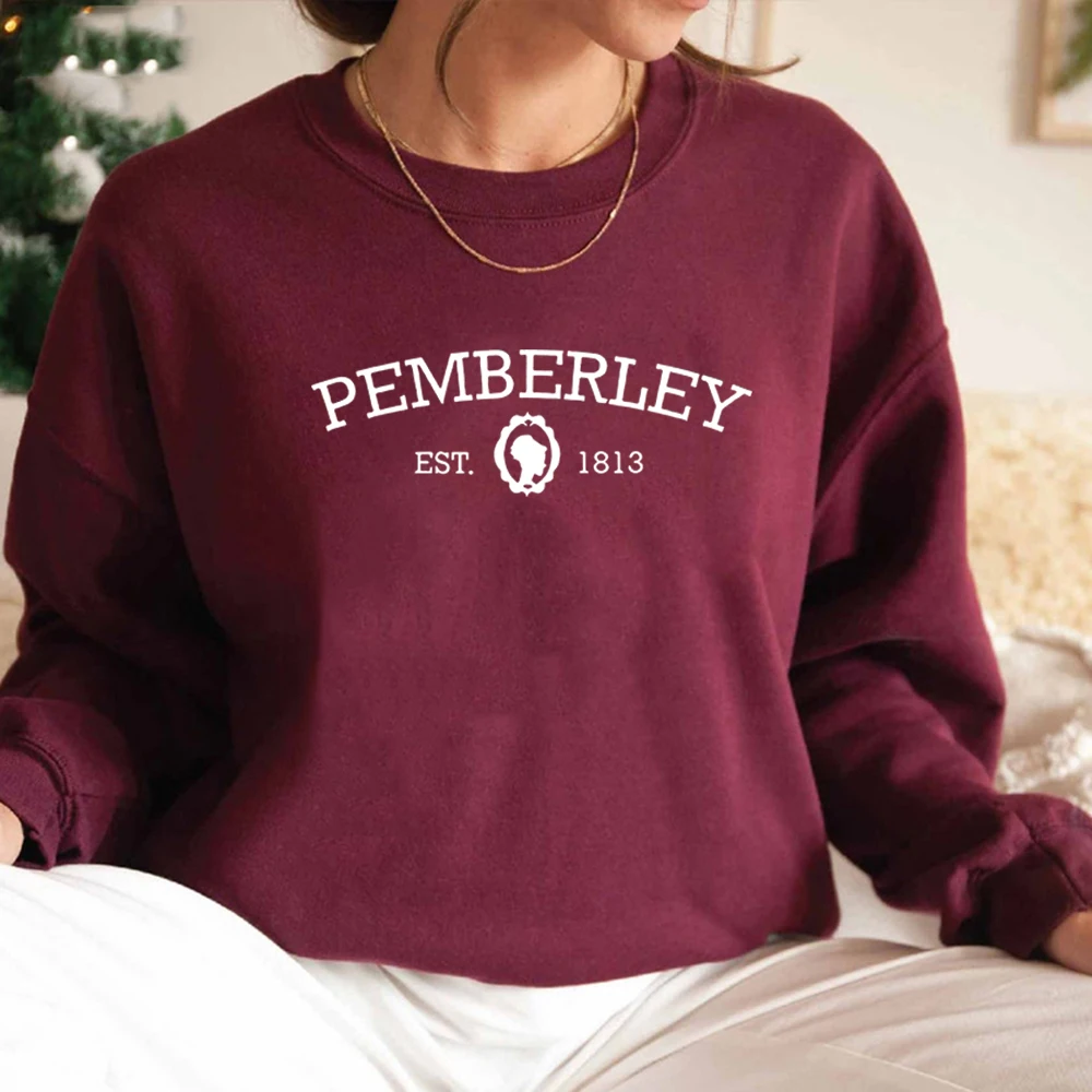 Pemberley Sweatshirt Jane Austen Hoodies Pride and Prejudice Graphic Sweatshirts Women Autumn Winter Pullovers Streetwear Tops