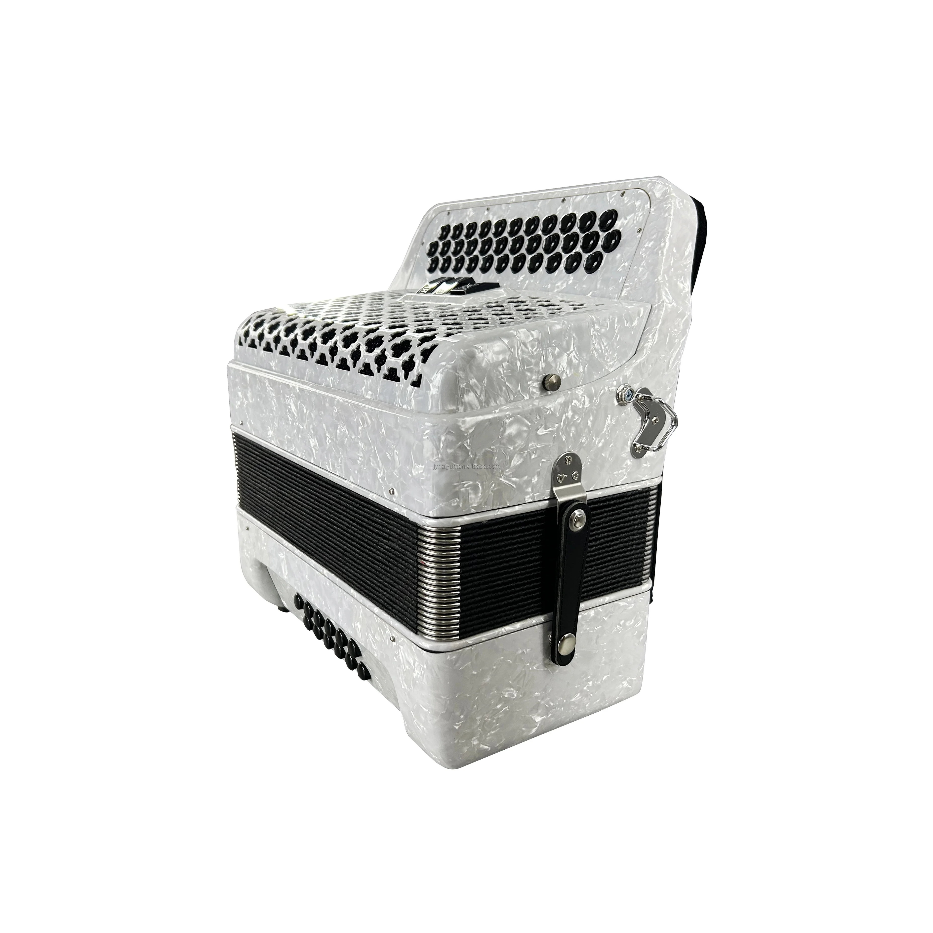 

SEASOUND Professional OEM 34-кнопочный 12-ниточный 3-регновенный белый целлулоидный аккордеонный инструмент с черными кнопками JB3412B Acordeon
