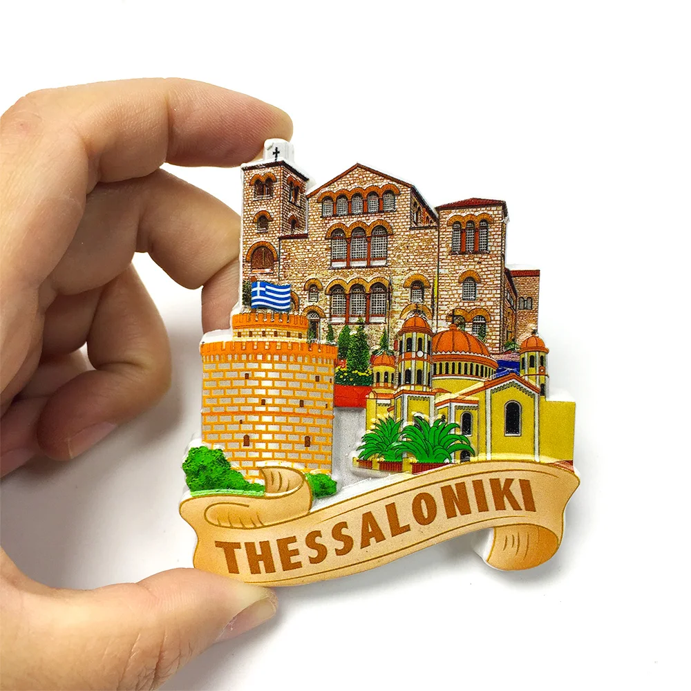 

3D Resin Thessaloniki Greece Fridge Magnets - Decorative Byzantine & Flag Design (Fridge Magnets, Decorative, Strong Magnets)